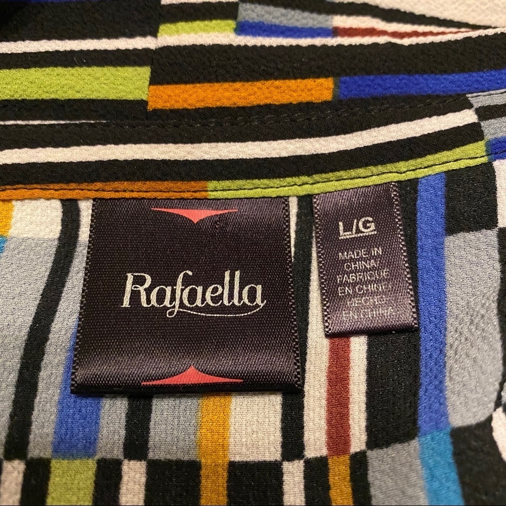 Rafaella geo stripe tie detail career blouse large‎ - Picture 7 of 8